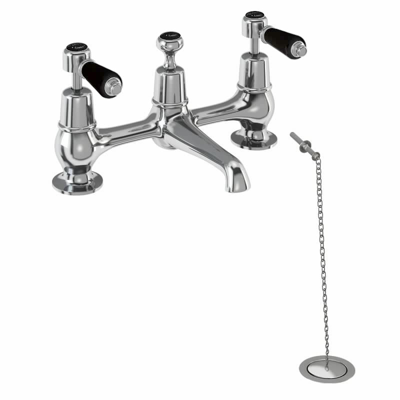 Kensington 2 tap hole bridge basin mixer with plug and chain waste and swivel spout
